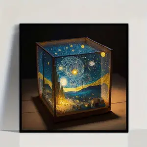 Starry Night Van Gogh Pattern DIY Diamond Arts Colorful Painting Kit without Frame, DIY 5D Diamond Arts Colorful Wall Art Decor for Home Bedroom, Christmas Gift, Diamond Pattern Design