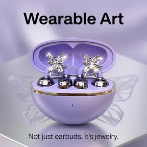 Fluffdrip Clip 04 Crystal Butterfly Open-Ear Earbuds - Aesthetic Jewelry Clip-On Wireless Headphone
