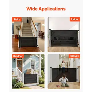 VEVOR Retractable Baby Gate, Extends to 57 inch Wide, 38.5 inch Tall, with Security Lock, Easy to Use, Walk Through Without Tripping, Mesh Dog Gate for Stairs, Hallways, Indoor/Outdoor, Black