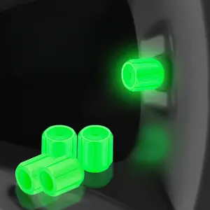 8 Blue Glow-In-The-Dark Tire Valve Caps, Hex Abs Durable, Car Motorcycle Bicycle Atv Scooter Accessories, Easy Install, Night Safety, Car Parts