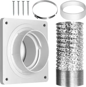 1 Set Dryer Vent Hose Connector Kit,Dryer Vent Wall Plate with Hose,Dryer Duct Connector with Quick Connect & Disconnect,Covers Area Fits 4 Inch,for Dryer Washer Bathroom,Home Supplies