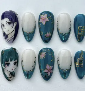 Elegant Apothecary M-Ma0ma0 and J-Jinshi-i Press On Nails | Hand Painted Luxury Nail Art for Holiday, Birthday