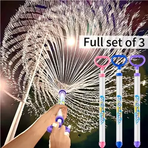 3pcs Firework Water Sprayers, Romantic Photography Props, Pull-String Outdoor Spray Equipment, High Pressure Firework Fountain