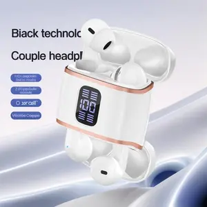 Black Technolo 2026 Model TWS Couple Bluetooth Earbuds, Wireless 5.4 Low Latency Gaming Headphones with Stereo Sound, Touch Control, IPX5 Waterproof Sports Earbuds for Daily Commute & Couples