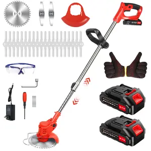 Cordless Weed Wacker, 21V Electric Weed Cordless Eater with 2X 2.0Ah Battery Powered, 1 Circular saw disc, 2 Metal Blades, 20 Plastic Blades, 3 in 1 Stringless Grass /Edger/Brush Cutter for Lawn, Garden, Yard Care mower sale updated trimmer