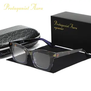Protagonist Aura Fashion Leopard Print Unisex Reading Glasses, PC Material Gradient Frame Thick Square, Indoor Reading Work Gift Choice