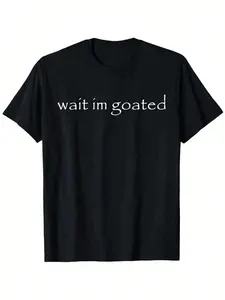 Men's Vintage Funny Meme T-Shirt Wait I M Goated Graphic Print Crewneck Short Sleeve Fitted All Seasons Streetwear Casual Style Tee Holiday Gift S to XXL