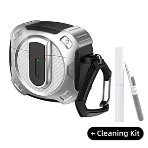 Secure Lock AirPods 4 Tpu Case, Anti-Lost Cover with Buckle Hook, Scratch Resistant, Includes Cleaner Kit, Ideal Couple Gift