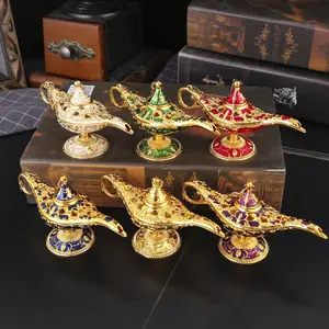 European Aladdin Lamp Ornament, Fantasy Fairy Tale Style, Trim, Openable Lid, Perfect for Theme Restaurant Decor & Couple Gifts
