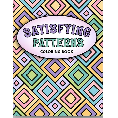 Children's English Coloring Book - 8.5 x 11 Inches, 50 Unique Designs, Bold and Clean Lines, Satisfying Patterns, Cute Geometric Illustrations, Stress Relief, Art Markers Compatible, Unisex Art Supplies, Boost Confidence, Glossy Cover