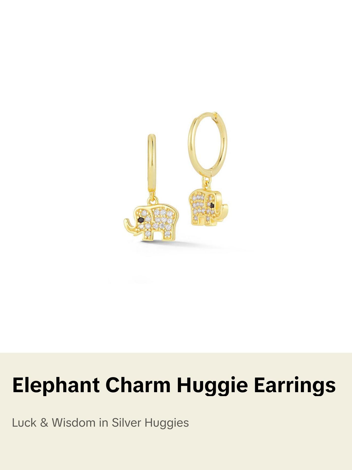 Elephant Charm Huggie Earring