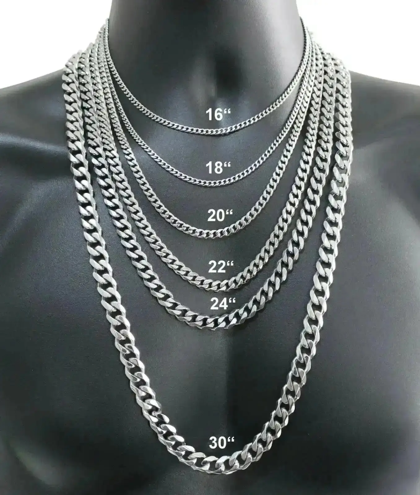 Men's & Women's Silvery Stainless Steel Cuban Link Chain Necklace 3/5/7/9/11mm 16-30inch Basic Choker Valentine Birthday Gift - Modern Versatile Accessories