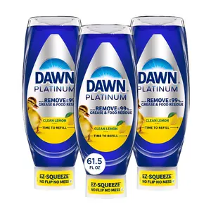 Dawn Platinium detergente líquido lavavajillas. Jabon liquido para lavar platos. Olor a limón. 3 unidades de 20.5 oz cada uno Pack