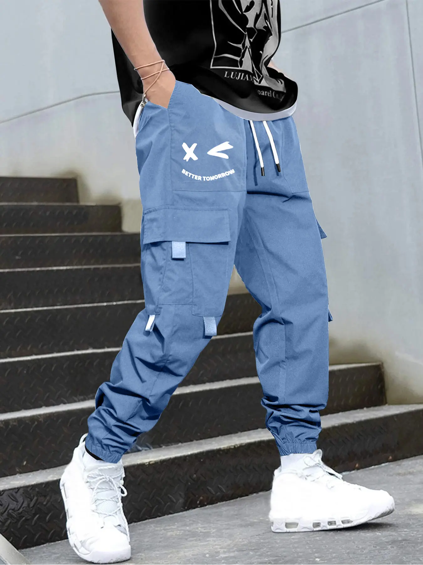 Men's Stylish Cargo Pants, Casual Fashion Pants, Versatile Design for Daily Wear, Functional Pocket Design for Easy Access, Perfect for Casual and Outdoor Activities, Casual Street Comfy Trousers, All Season Trousers, Blue Bottoms