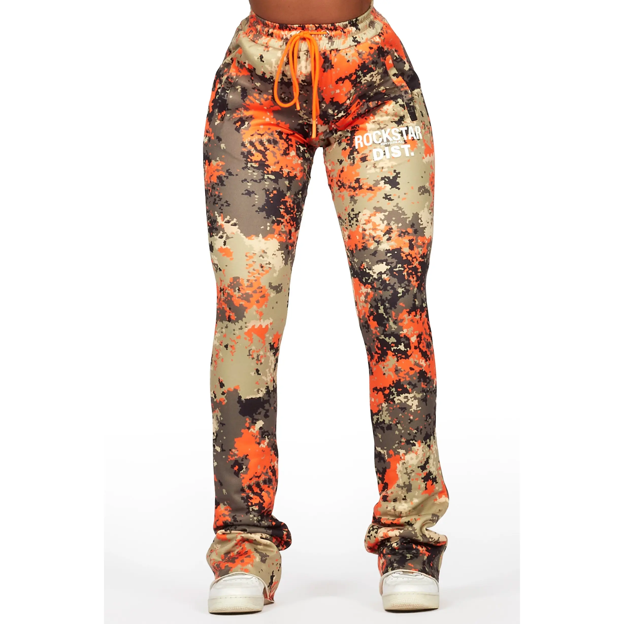 Juliana Orange Digital Camo Super Stacked Track Pant Juliana Orange Digital Camo Super Stacked Track Pant