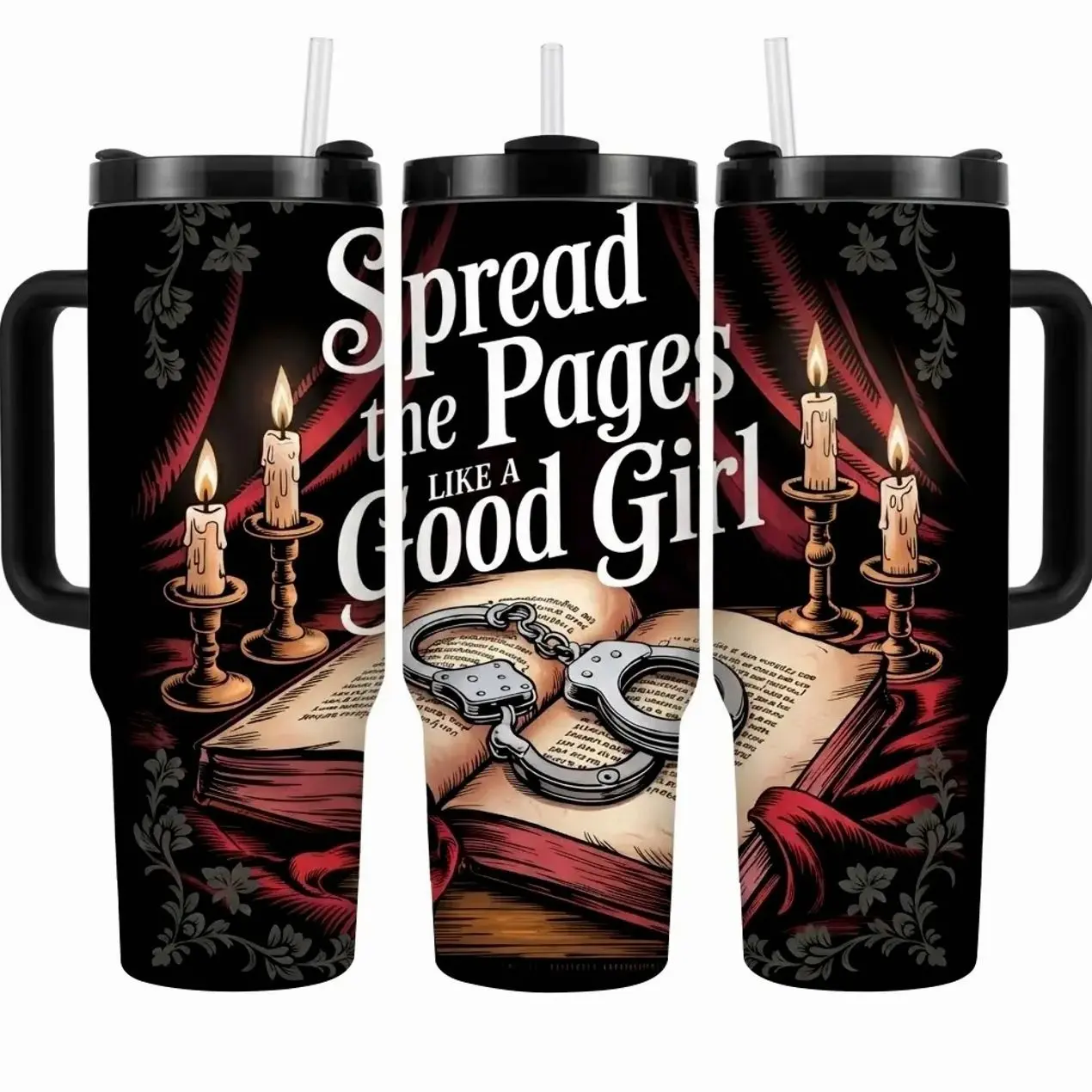 40oz Spicy Bookish Tumbler: Spread The Pages Like A Good Girl - Insulated Coffee Mug for Dark Romance Readers