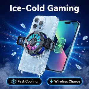 Gaming Phone Cooler with Magnetic Wireless Charger, RGB Fan and LED Flashlight - Fast Cooling Stand for iPhone, Android - Multi-Sport Fitness Tracker for Streaming, Esports