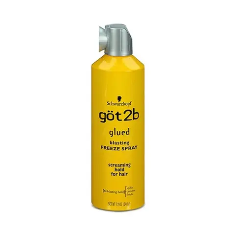 got2b Glued Blasting Freeze Aerosol Hair Spray - 12oz Mega Strong Hold Haircare Styling Product with Detangling, Easy to Use, Targets Messy Wild Hair for Control, Formulated with Dimethyl Ether, Alcohol Denat., Aqua (Water)