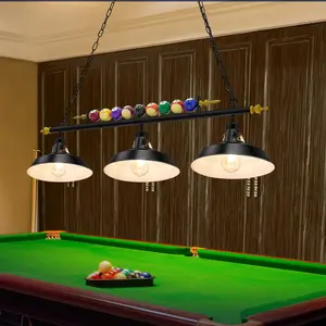 Adjustable Pool Table Lights for 7'-8' Billiard Light Hanging Pool Table Light Fixture Lighting Pendant Lamp with Metal Shades for  Rooms (Bulb Not Included)(3 Lights)