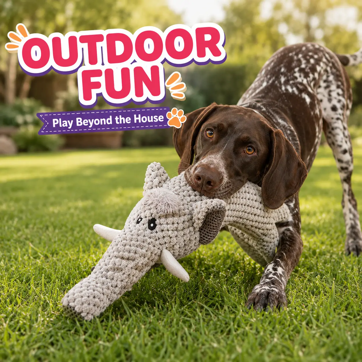 Durable Plush Dog Squeaky Toys for Small Medium Large Dogs, Interactive Stuffed Elephant Dog Chew Toy for Teething & Boredom Relief, Self-Playing Energy Burning Puppy Toys, Tough Golden Retriever Teeth Cleaning Pet Supplies
