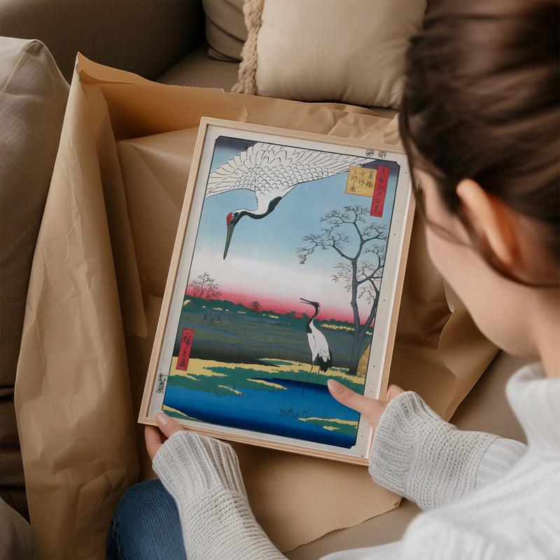 Minowa Kanasugi And Mikawashima Fredericton Wall Art Watercolor Print 170 gsm Matte Paper 20-25mm Pine Wood Frame Ready To Hang Poster