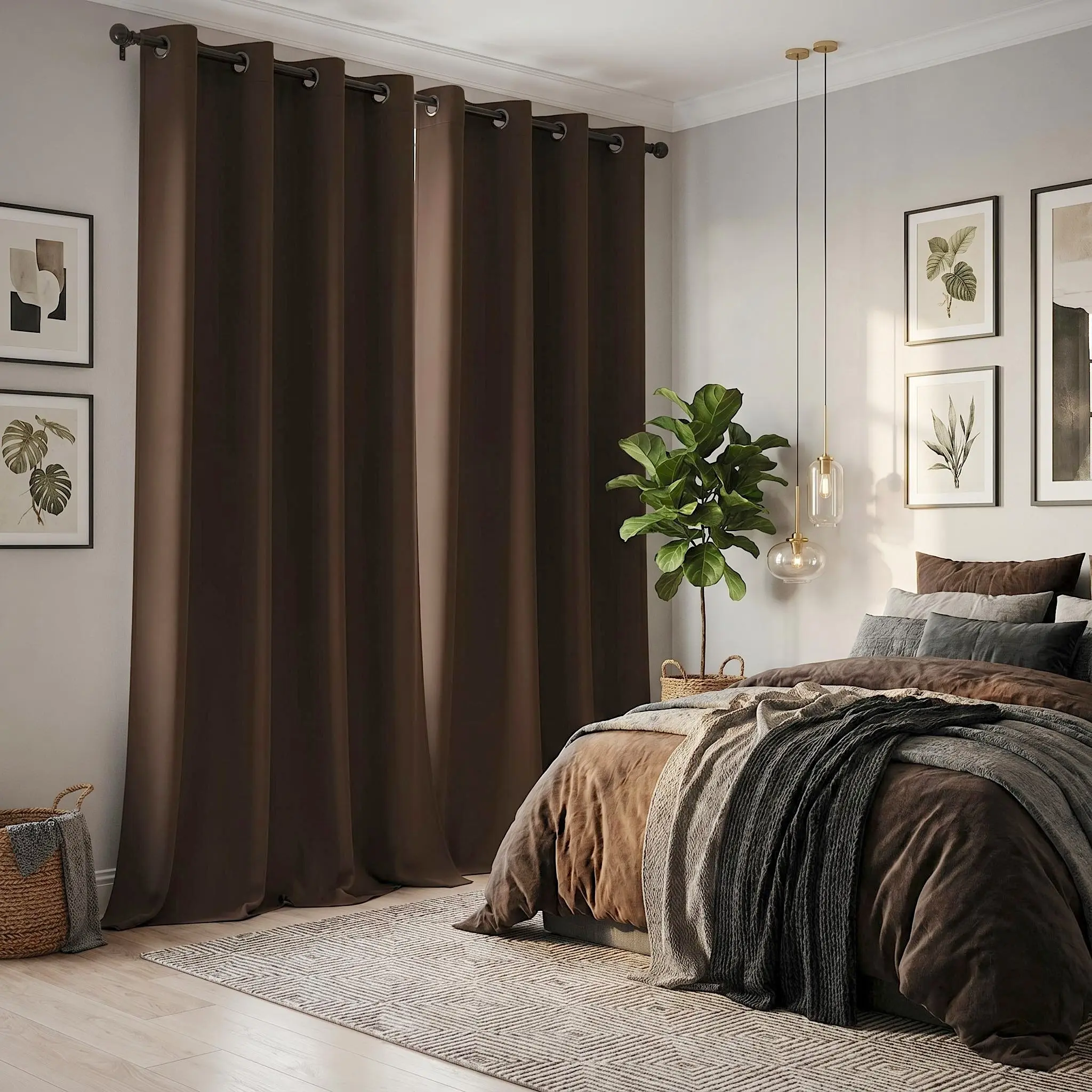 2 Pcs 52x84 Inch Solid Full Blackout Grommet Curtains, Easy-to-Install Light-Blocking Window Drapes with UV Protection, Blackout Bedroom Curtains for Living Room Decor, House Decor (QF222, Aesthetic Home Use)