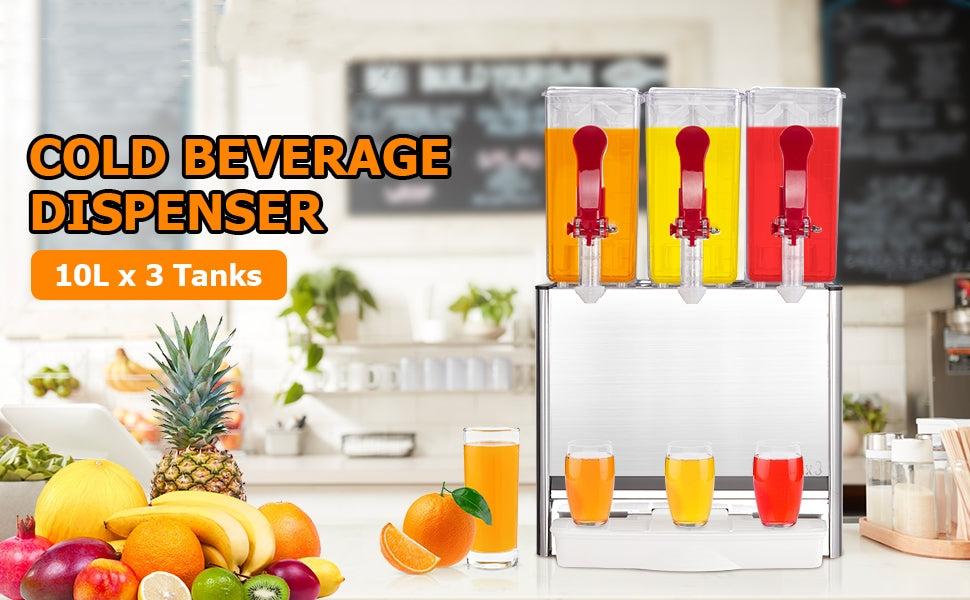【GARVEE】30L (7.93 Gallon) Commercial Juice Dispenser, 3 Tanks 320W, Stainless Steel Beverage Dispenser for Tea, Drink