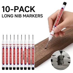 10 markers  Water Permanent Markers with Quick Drying Inks for Multipurpose Use on Multiple Surfaces Permanent Marker for Outdoor Waterproof Long Head Deep Hole Pens long reach marker long nib marker construction
