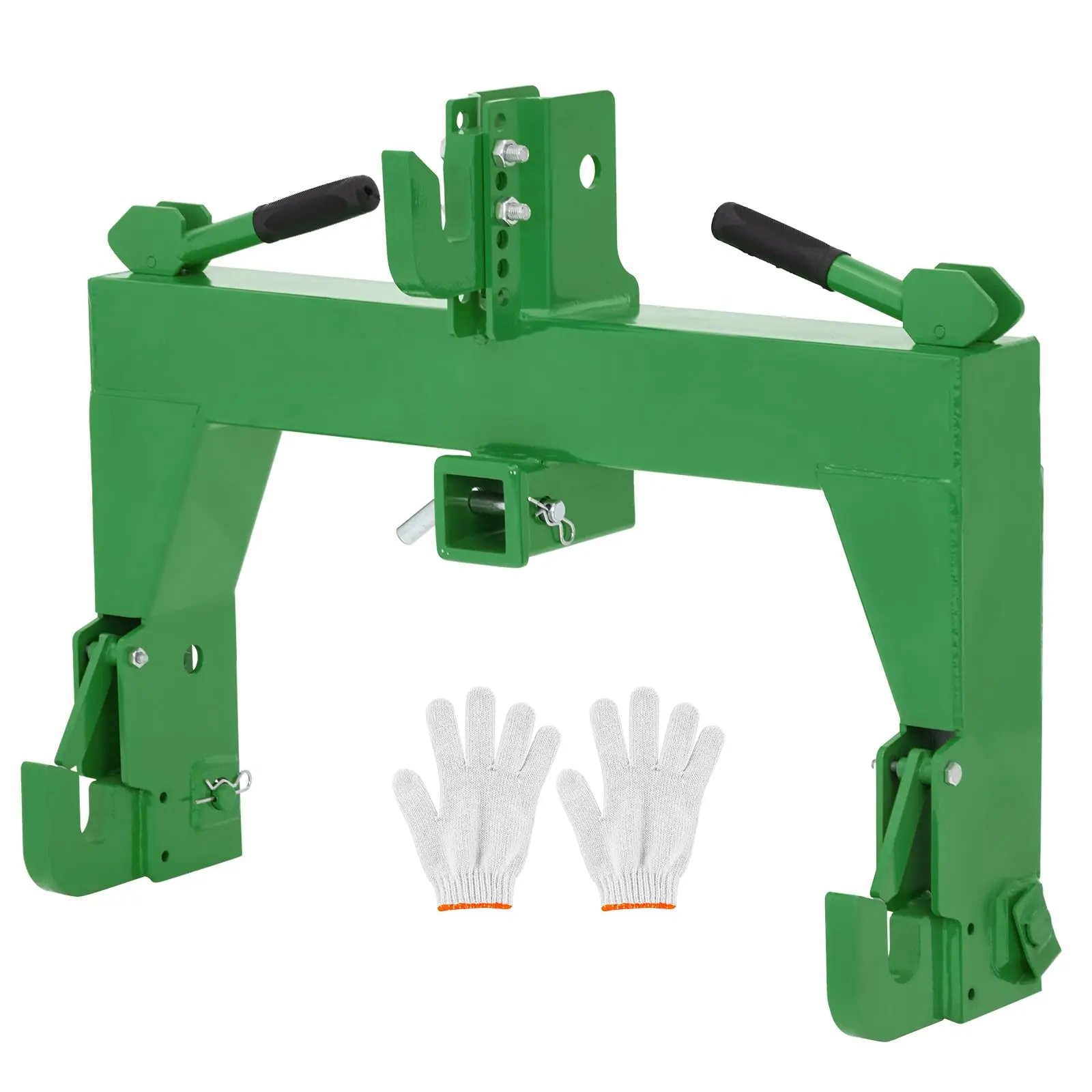 3 Point Quick Hitch with 2" Receiver Hitch, Adaptation to Category 1, 3000LBS Lift Capacity, 5 Level Adjustable Bolt &Reinforcing Rib Design,Green