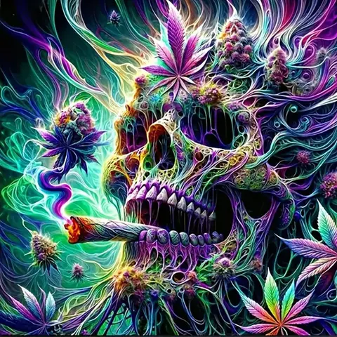 Skull & Marijuana Pattern DIY Diamond Arts Colorful Painting Kit without Frame, DIY 5D Diamond Arts Colorful Painting for Bedroom Home Wall Decor, Diamond Painting Kits, Diy Craft Supplies, Making Kit