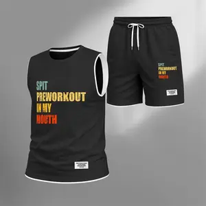 Two Piece Set for Men Graphic Sleeveless Tank Top and Shorts, Casual Summer Matching Outfit, Regular Fit Athletic Streetwear Clothes, Lightweight Breathable Set for Travel Workout Lounge