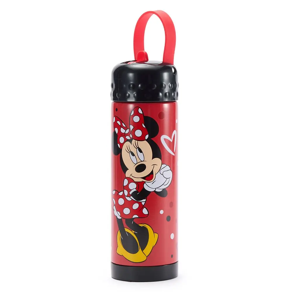 Disney Store Minnie Mouse 16 oz. Stainless Steel Water Bottle with Built-In Straw