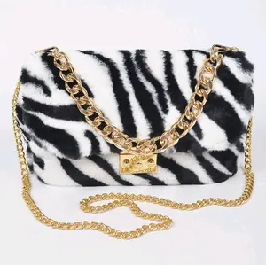 Faux Zebra Fur Shoulder Bag (2 Colors)