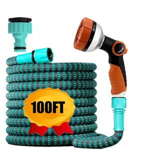 Garden Hose Flexible Rubber Watering Pipe Dual Latex High Pressure Car Wash Hose Durable Garden Hose Garden Supplies Irrigation Expandable Hose 25f-50ft-75ft-100ft