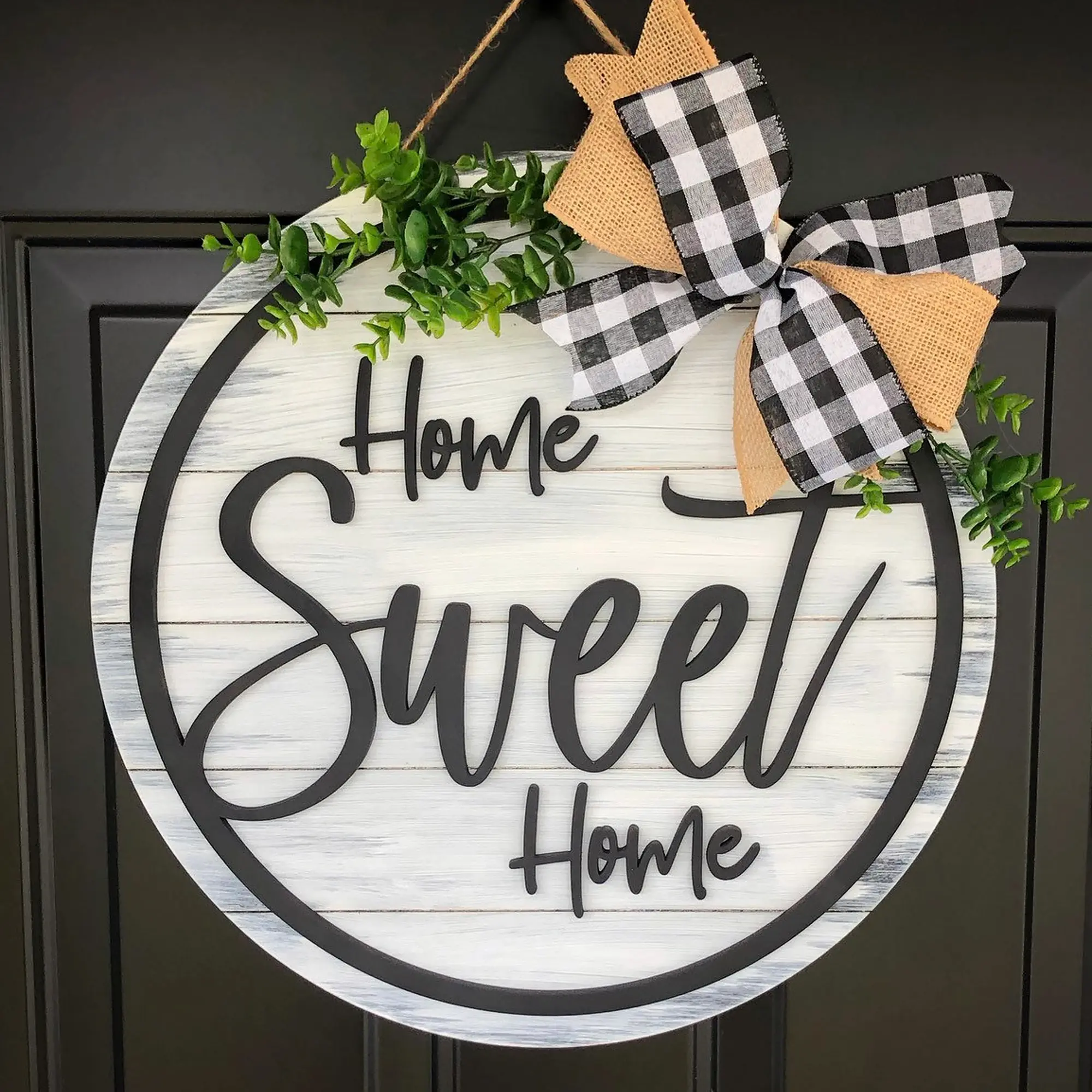 Home Sweet Home Door Hanger, Front Door Decor, Front Door Welcome Sign, Charming Decor, Farmhouse Porch Decoration, Farmhouse Style, Decorations Accessories, Perfect for Home & Garden, Ideal for Gifting, Enhances Any Space