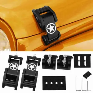 Hood Latches Catch Kit Aluminum Alloy Hood Locks for 2007-2018 Jeep Wrangler JK JKU & 2018-2020 JL JLU and Jeep Gladiator JT, Jeep Wrangler Accessories Parts Black