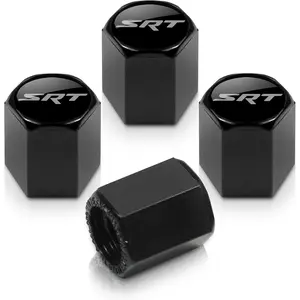 Dodge Black SRT Logo Tire Stem Valve Caps