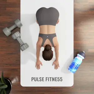 Pulse Fitness 55 Rubber Yoga Mat — Non-Slip Exercise Mat for Home & Studio