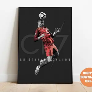 Cristiano Ronaldo Poster for Sports Fan Wall Art for Soccer Fans Modern Sports Decor for Bedroom & Office