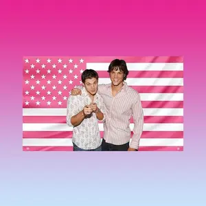 Supernatural Winchester Brothers Pink US Flag | Sam & Dean Hot SPN Wall Decor | Aesthetic Frat Dorm Room Flag