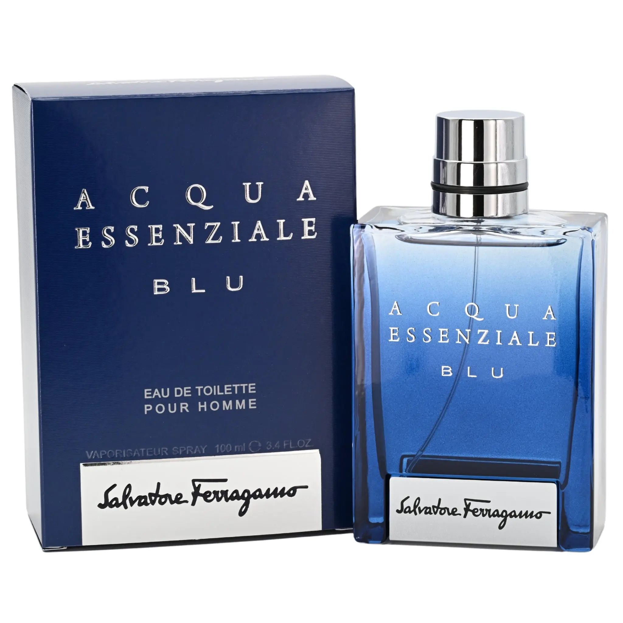 SALVATORE FERRAGAMO Acqua Essenziale Blu Eau de Toilette, Bold Scent Cologne for Men with Intense Energy, 3.4 fl oz, Bold Scent Colognes