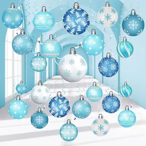 54 Pcs Winter Hanging Decorations Set for Wonderland Snowflake Ball Ornament