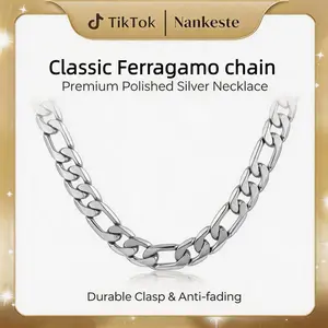 925  Silver plated Figaro Chain Necklace 6mm/8mm/10mm/12mm – silver plated Chain for Men and Women, Durable Mens Silver Chain, Hypoallergenic Nickel-Free Silver Necklace, Waterproof, Lobster Clasp, Gift Ready