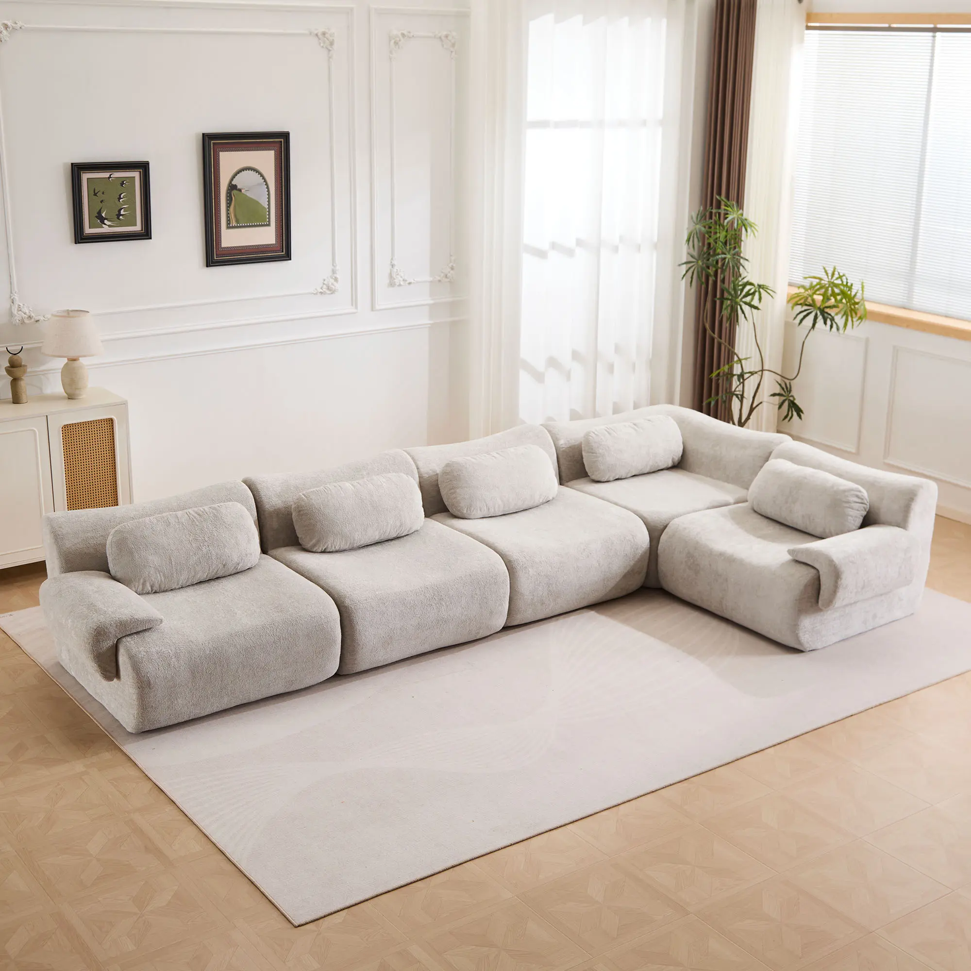 Light Grey - 4 Seater + 1 Corner (148.2")