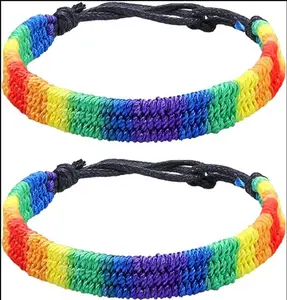 Rainbow LGBT Pride Bracelet for Lesbian Gay Bisexual Adjustable LGBTQ Pride Bracelets Handmade Braided Wristband Pride Month Friendship Bracelet Gifts