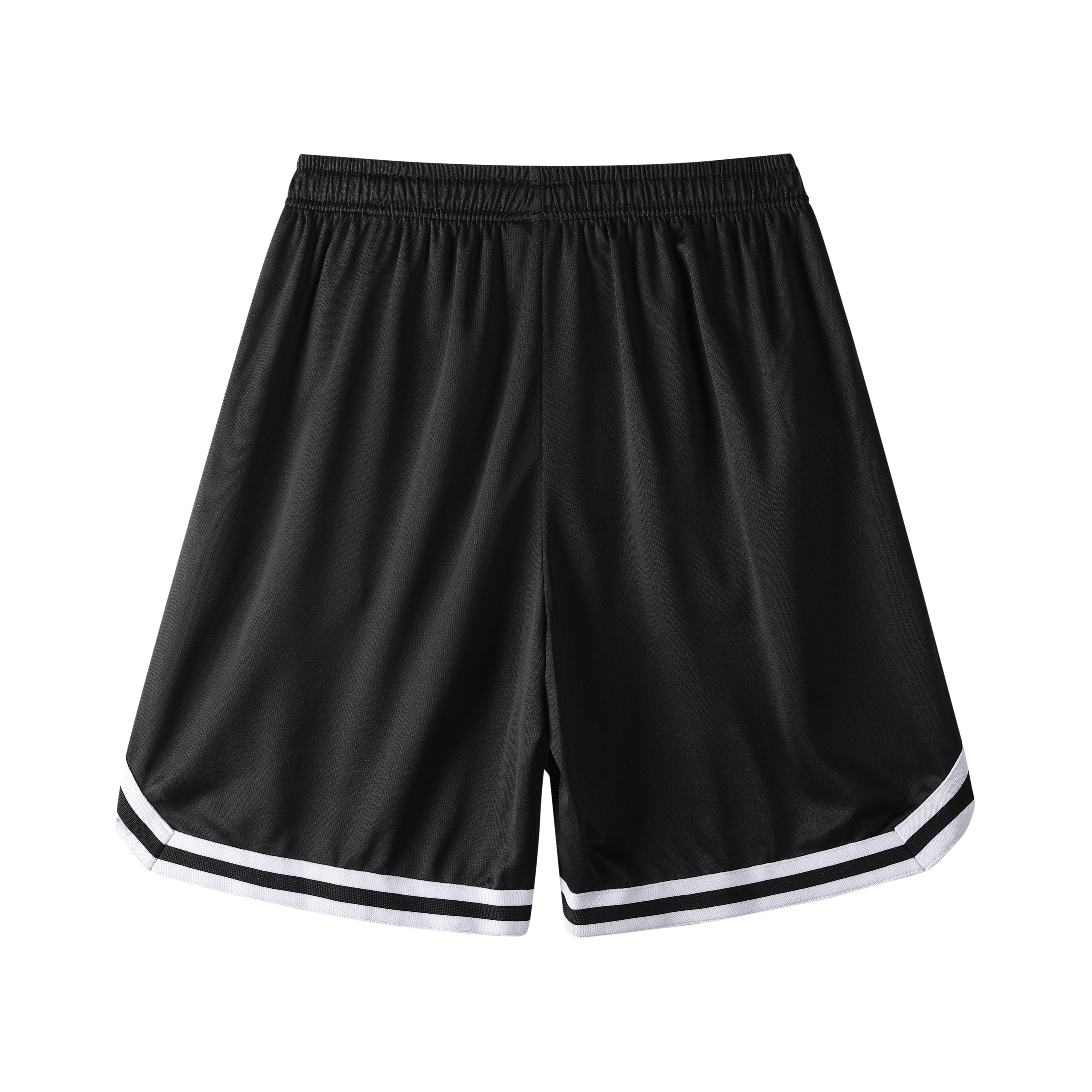 Men's Drawstring Basketball Shorts - Casual Summer Outdoor Sports & Gym Training Wear, Black & White Design with Pockets, Comfortable Fabric for Active Lifestyl