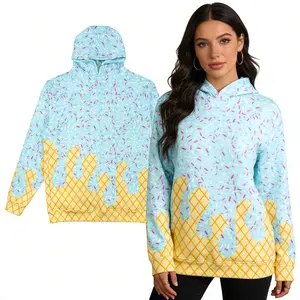 Cartoon Cute Hooded Sweater 3d Cartoon Ice Cream Pattern Gradual Change Hoodie Suitable For Party Friends Gifts a Must For Autumn And Winter Casual y2k Fashion Style