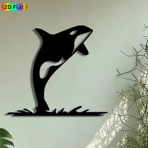 1pc Jumping Orca Metal Wall Art, Killer Whale Statue Mural, Artistic Metalwork, Intricate Craftsmanship, Perfect for Housewarming, Summer Decor, Perfect for Living Room Patio Wall Coastal Home Decor, Ideal Gift for Marine Life Enthusiasts.