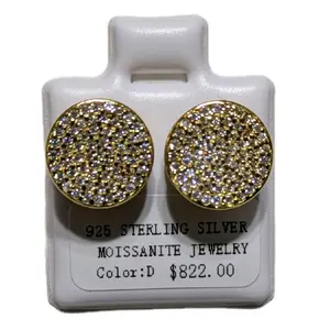 1.2ct Moissanite Micro Pave Screwback Earrings, Gold Over 925 Silver, GRA Cert. party jewelry gift fashionable earring