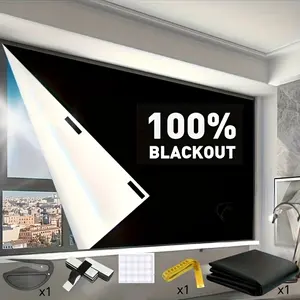 1pc 100% Blackout Curtain Fabric - Self-Adhesive, Thermal Insulated Window Shades, Blackout Window Cover for UV Protection, Privacy & Light Blocking, Portable for Travel, Easy Install & Trimmable for Bedroom, Nursery, Dorm, Home Office Decor